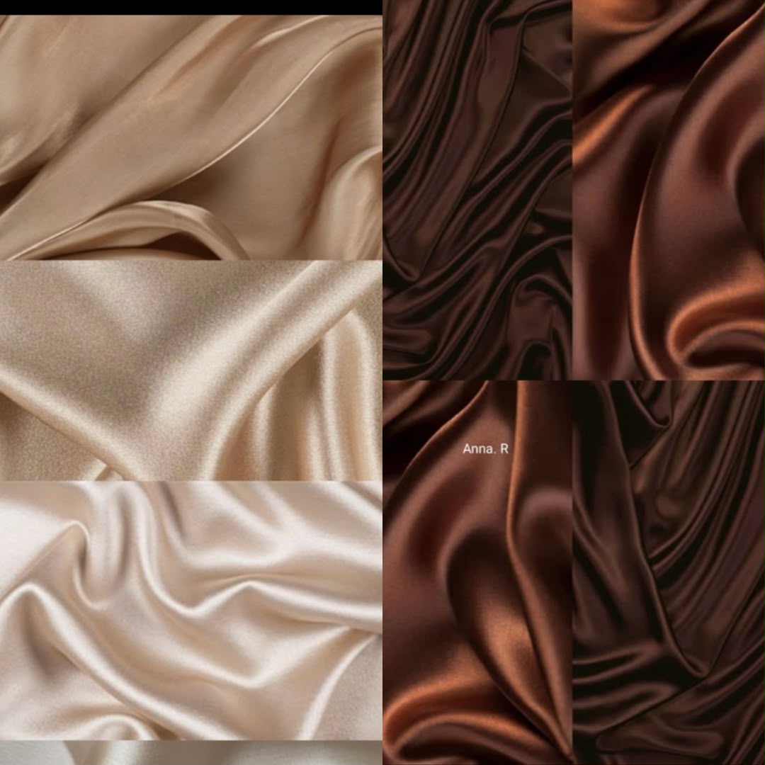 Silk texture color palette showing chocolate, espresso, mocha, champagne beige and soft ivory tones